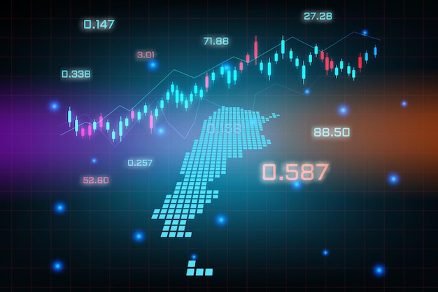 Vettore sfondo del mercato azionario o grafico commerciale forex trading per il concetto di investimento finanziario della mappa dell'argentina. idea di business e design dell'innovazione tecnologica.