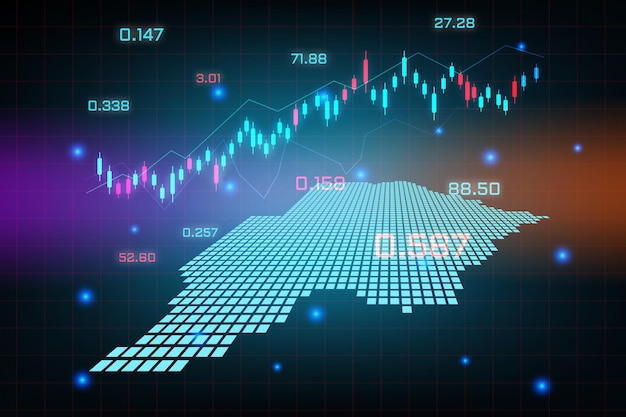 Stock market background or forex trading business graph chart for financial investment concept of Botswana map. business idea and technology innovation design.