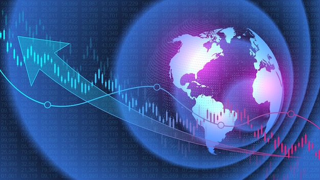 Sfondo del mercato azionario o grafico del grafico commerciale di trading forex per il concetto di investimento finanziario...