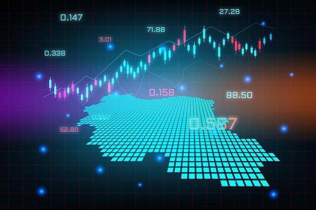 イランマップの金融投資コンセプトの株式市場の背景または外国為替取引ビジネスグラフチャート。ビジネスアイデアと技術革新の設計。