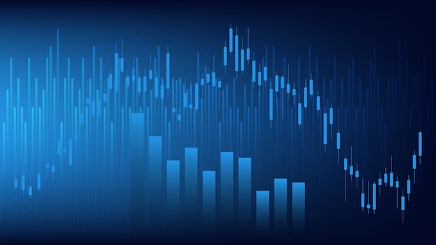 Stock market and cryptocurrency trading chart concept. candlestick and bar graph. business planning