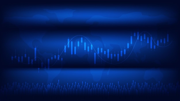 株式市場と暗号通貨取引チャートの概念。ローソク足と棒グラフ。事業計画