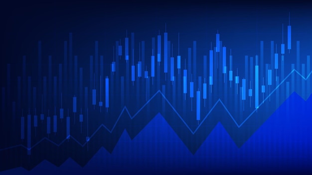 Concetto di grafico di trading di mercato azionario e criptovaluta. candeliere e grafico a barre. pianificazione aziendale