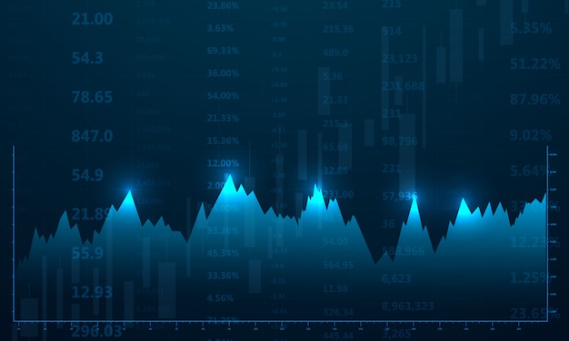 Фондовый рынок, экономический график с диаграммами, бизнес и финансовые концепции и отчеты, абстрактный синий фон технологии связи концепция