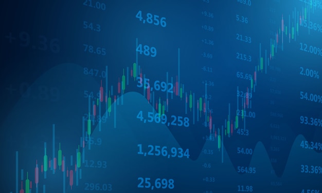 Фондовый рынок, экономический график с диаграммами, бизнес и финансовые концепции и отчеты, абстрактный синий фон технологии связи концепция