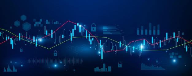 Mercato azionario, grafico economico con diagrammi, concetti e rapporti commerciali e finanziari, tecnologia astratta comunicazione concetto sfondo