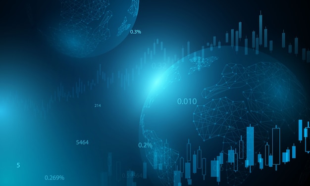 Stock market, economische grafiek met diagrammen, zakelijke en financiële concepten en rapporten, abstracte technologie communicatie concept achtergrond