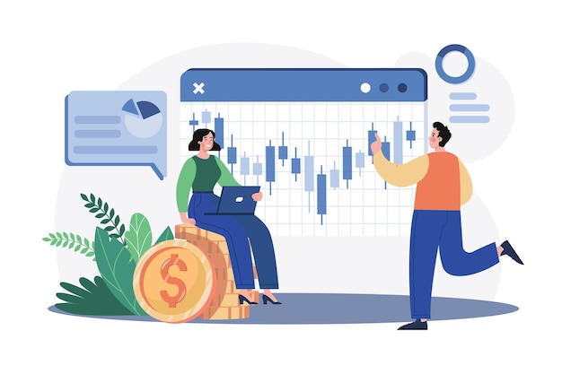 Stock Market Exchange Illustration concept on white background