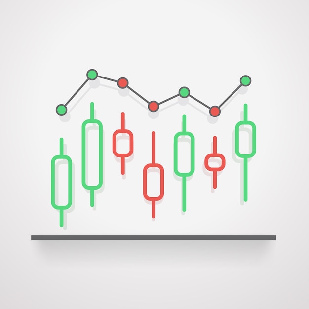 벡터 흰색에 주식 시장 평면 막대 그래프