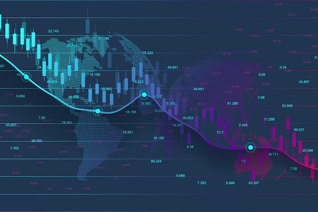 Grafico del mercato azionario o forex trading adatto per il concetto di investimento finanziario. sfondo di tendenze economiche per l'idea imprenditoriale. fondo astratto di finanza. illustrazione vettoriale.