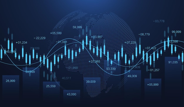 Stock market or forex trading graph in futuristic concept for financial investment or economic trends business idea. Financial trade concept. Stock market and exchange Candle stick graph chart vector.