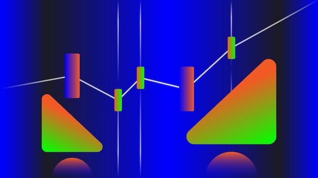 Vettore gamification del mercato azionario vibrant ping pong line candle stick chart