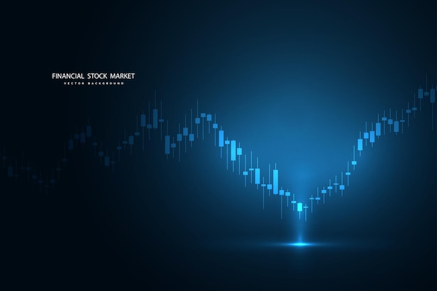 Stock market graph or forex trading chart for business and financial concepts, reports and investment on dark background. vector illustration