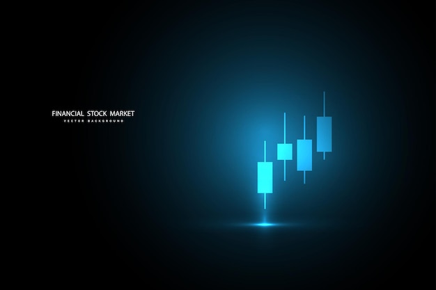 Grafico del mercato azionario o grafico di trading forex per concetti aziendali e finanziari, report e investimenti su sfondo scuro. illustrazione vettoriale