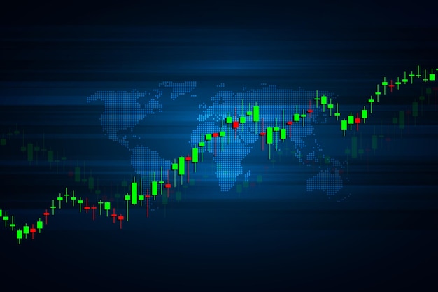 Grafico del mercato azionario o grafico di trading forex per rapporti di concetti aziendali e finanziari e investimenti su sfondo scuro illustrazione vettoriale
