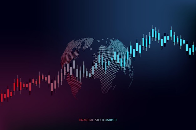 Vettore grafico del mercato azionario o grafico di trading forex per rapporti di concetti aziendali e finanziari e investimenti su sfondo scuro illustrazione vettoriale