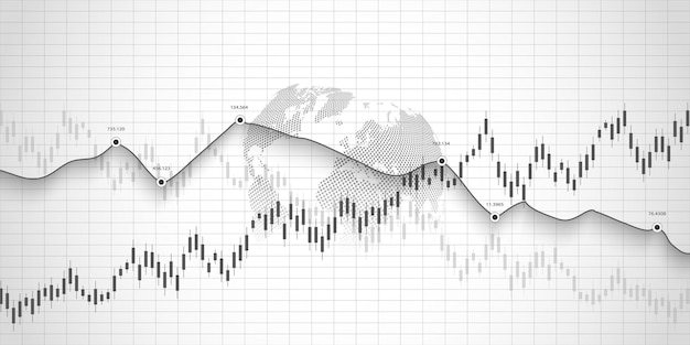 Stock market graph or forex trading chart for business and financial concepts reports and investment on grey background Vector illustration