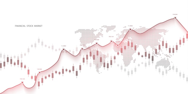 ビジネスと金融の概念のレポートと灰色の背景の投資のための株式市場のグラフまたは外国為替取引チャートベクトル図