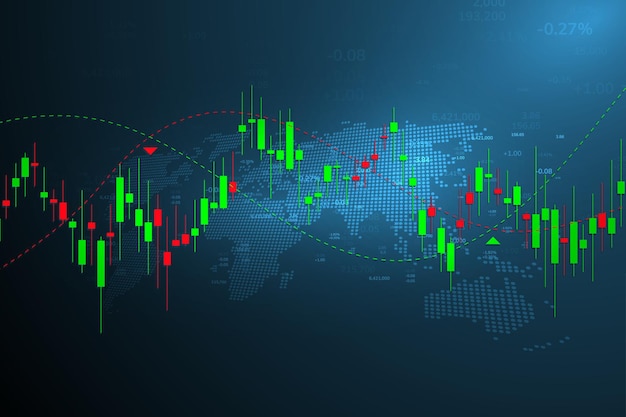 График фондового рынка или график торговли форекс для деловых и финансовых концепций, отчетов и инвестиций на темном фоне. векторная иллюстрация