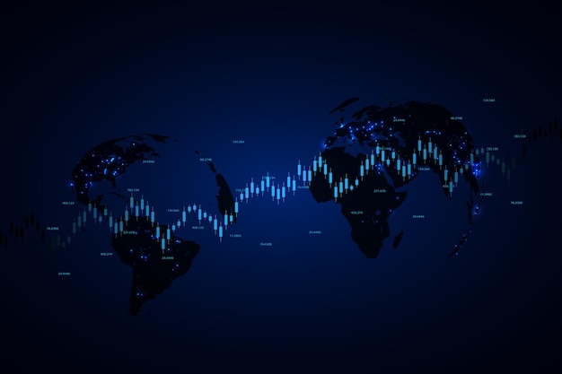 어두운 배경 벡터 일러스트 레이 션에 비즈니스 및 금융 개념 보고서 및 투자에 대한 주식 시장 그래프 또는 외환 거래 차트