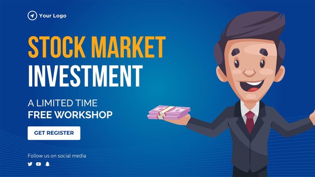 Stock market investment landscape banner design template