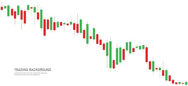 Grafico di negoziazione degli investimenti in borsa su uno sfondo bianco candelieri verdi rossi delle azioni