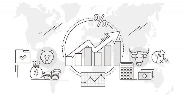 Vector stock market outline concept data analysis illustration