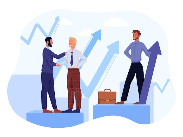 Vector stock market price concept businessmen are investor next to the arrows pointing up metaphor for the