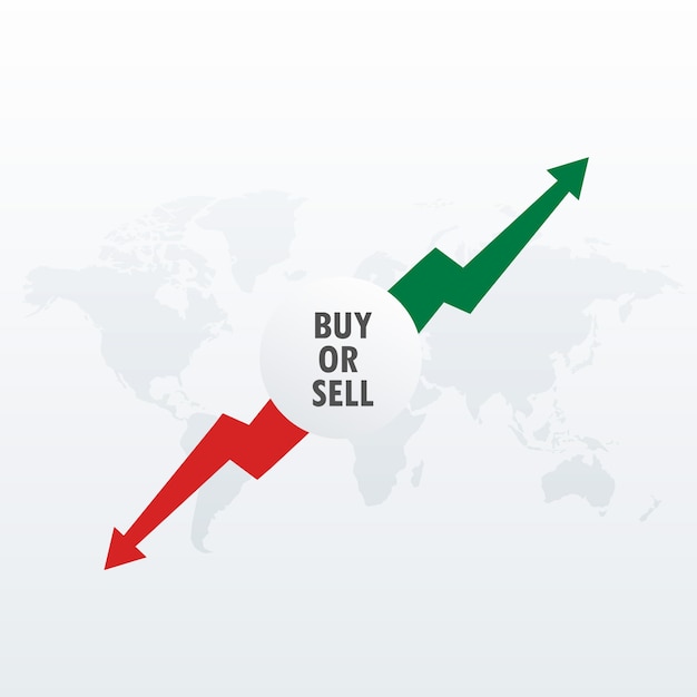 買い手と売り手の矢印を持つ株式市場の貿易投資のコンセプトデザイン