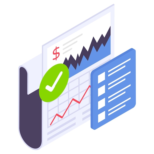 Stock Market Trends isometric Concept dividend vs capital gain vector Business Finance Treasury