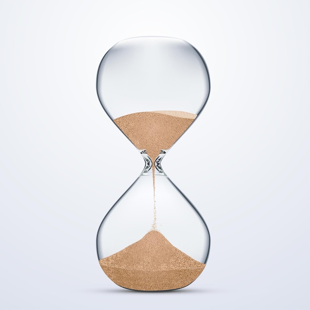 запас стекла Sand Hour, изолированные на белом фоне. Реалистичный стиль иллюстрации