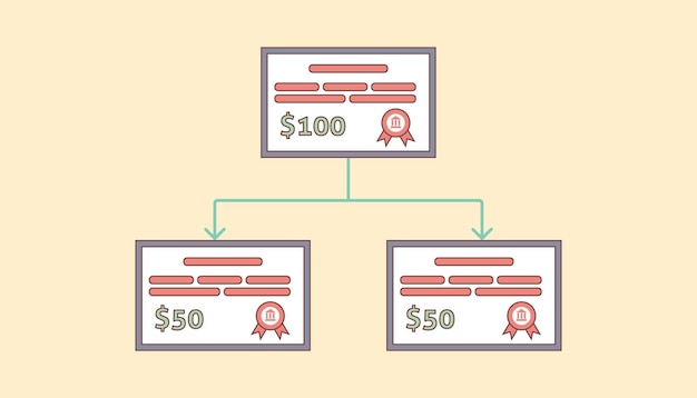 Stock split concept for stock market trading with modern flat style