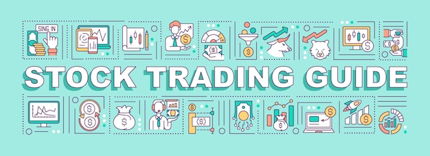 Stock trading guide word concepts illustration