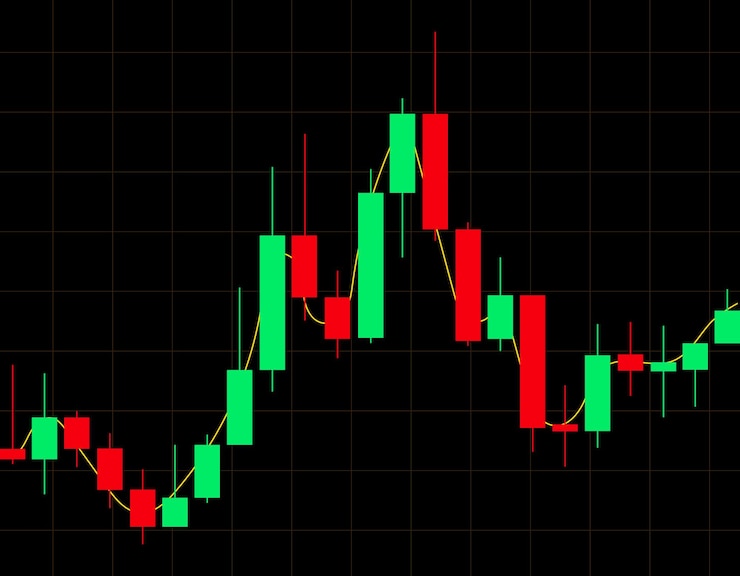 Vector stock trading japanese candlesticks trading chart vector illustration isolated on white background