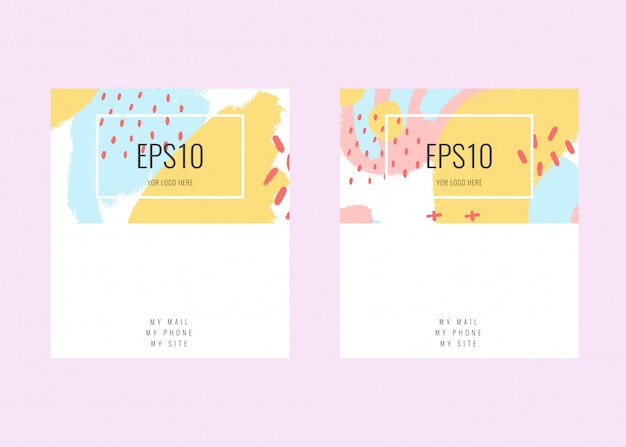 Vector stock vector business card with a pastel color design. memphis style