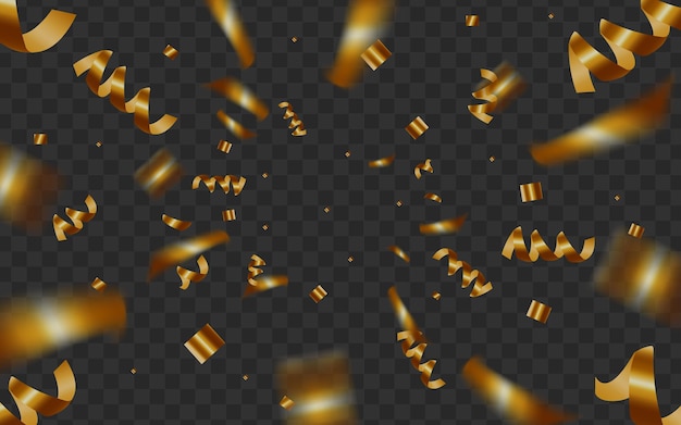 Векторного иллюстрации расфокусированным золотое конфетти, изолированные на прозрачном фоне