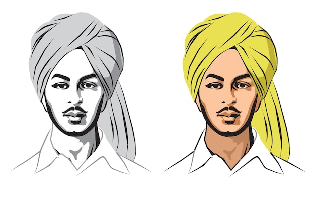 stock vector illustration of indian sikh freedom fighter bhagat singh