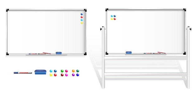 Vector stock vector whiteboard background frame with eraser whiteboard whiteboard with marker pens