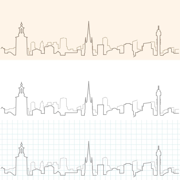 벡터 스톡홀름 손으로 그린 스카이라인