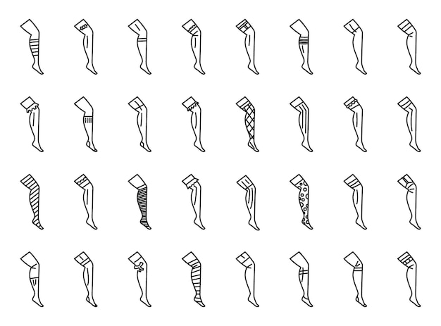 스타킹 아이콘 설정 개요 벡터 다리 의료