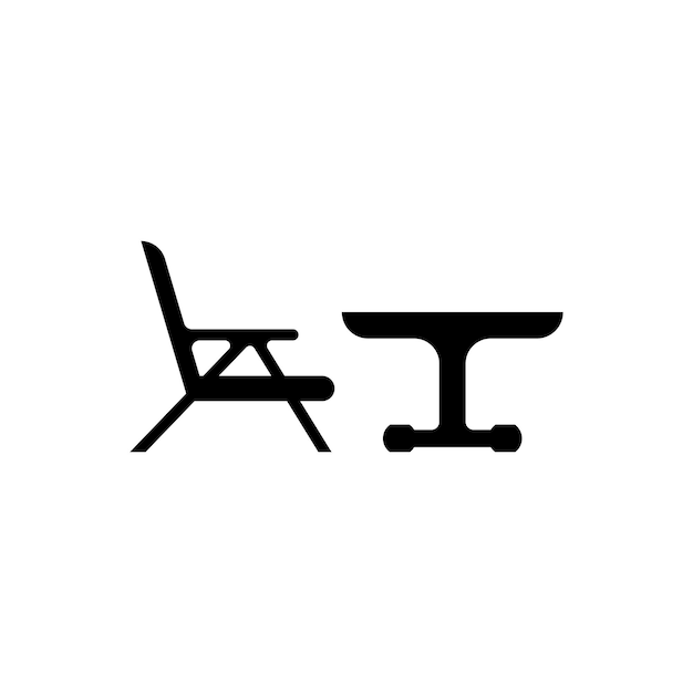 Stoel en tafel logo sjabloon vector pictogram illustratie