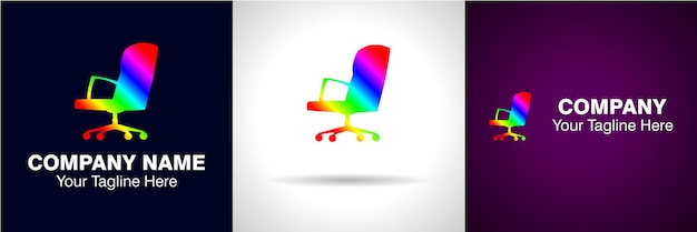 Stoellogo, neonkleurenlogo, Boss Chair-pictogramlogo