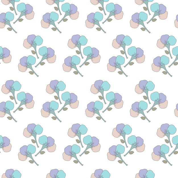 Stof met bloemen van veelkleurige bloemblaadjes op een witte achtergrond Achtergrond Vector illustratie