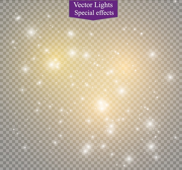 Vector stof op een transparante achtergrond. heldere sterren. het effect van de gloedverlichting.