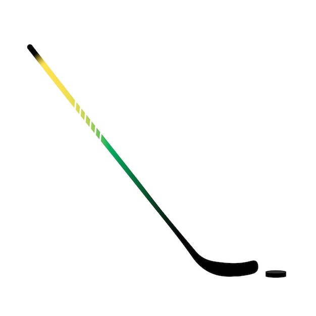 Stok en puck. Een ijshockeystick. Geïsoleerd op witte achtergrond vectorillustratie