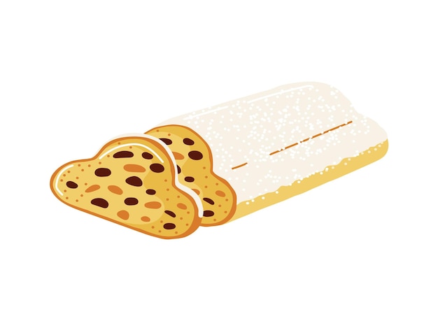 Stollen german pastry for christmas time vector illustration on white background