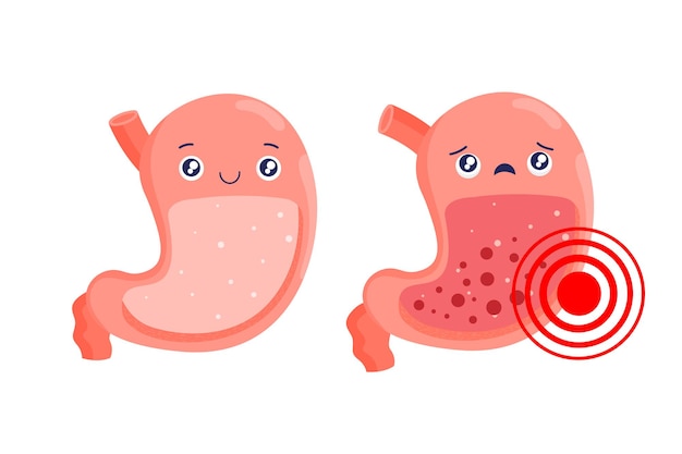 Желудок здоровый и больной желудок мультфильм внутренние органы гастрит и воспаление