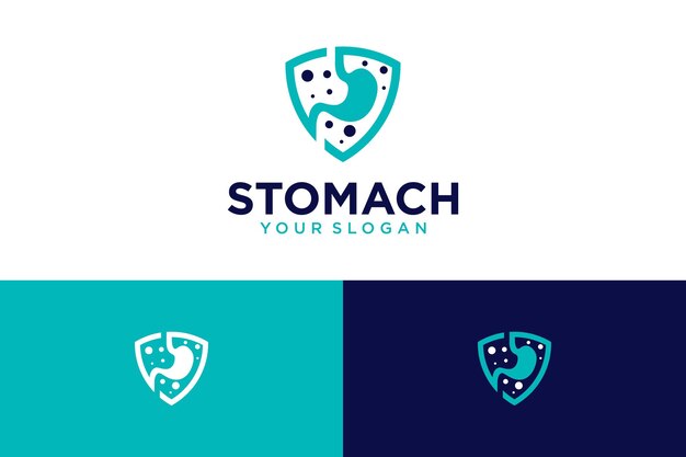 Stomach logo design with shield and health