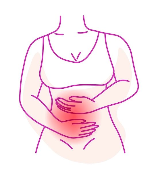 Stomachache or abdominal pains bellyache vector