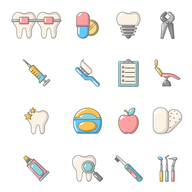 Stomatology dental icons set